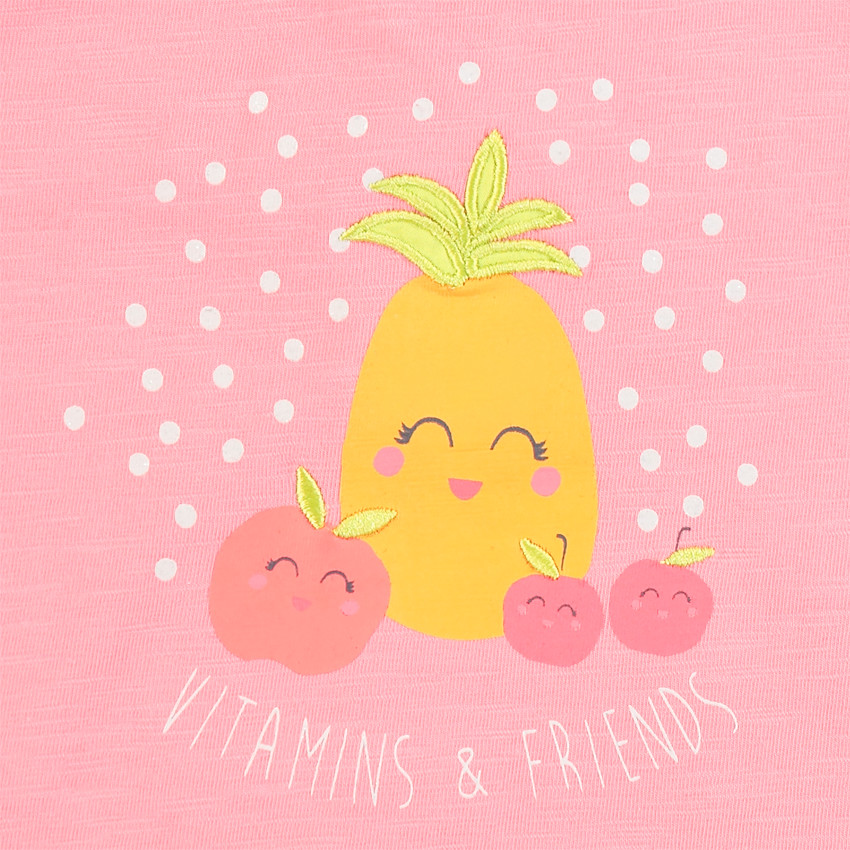 Σετ με αμάνικο μπλουζάκι σχέδιο φρούτα και σόρτς εμπριμέ 