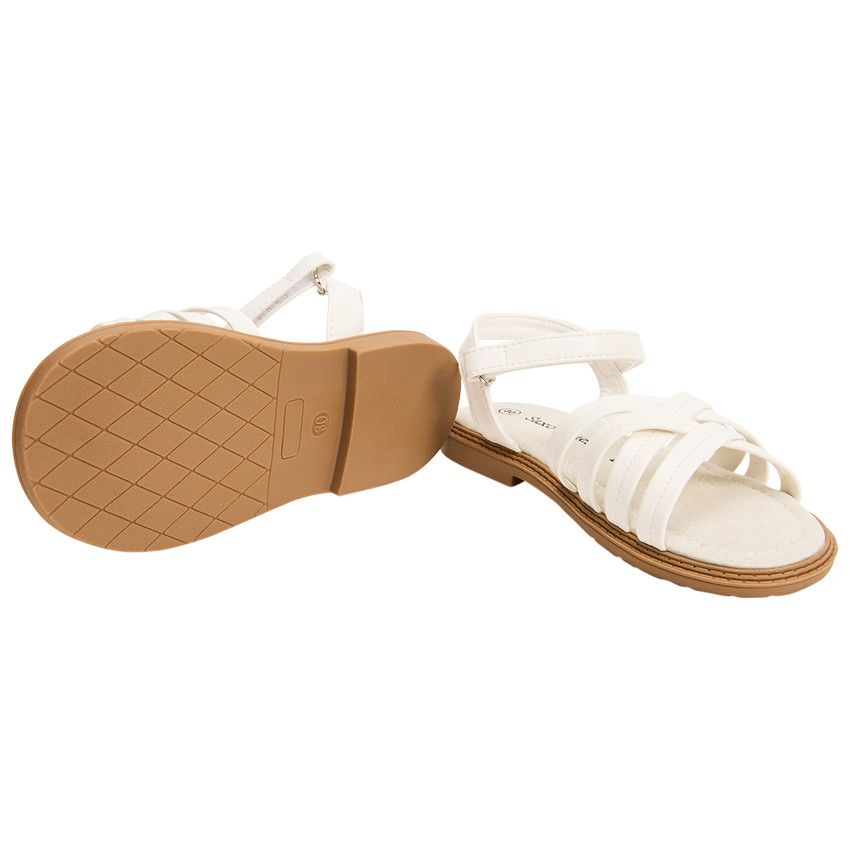 Σανδάλια λευκά με σταυρωτά λουριά για κορίτσι 