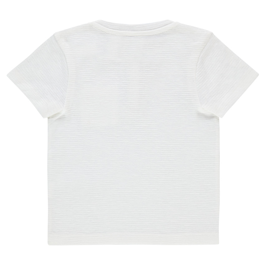 Κοντομάνικη μπλούζα με ριγέ όψη και πλακέ τσέπη 