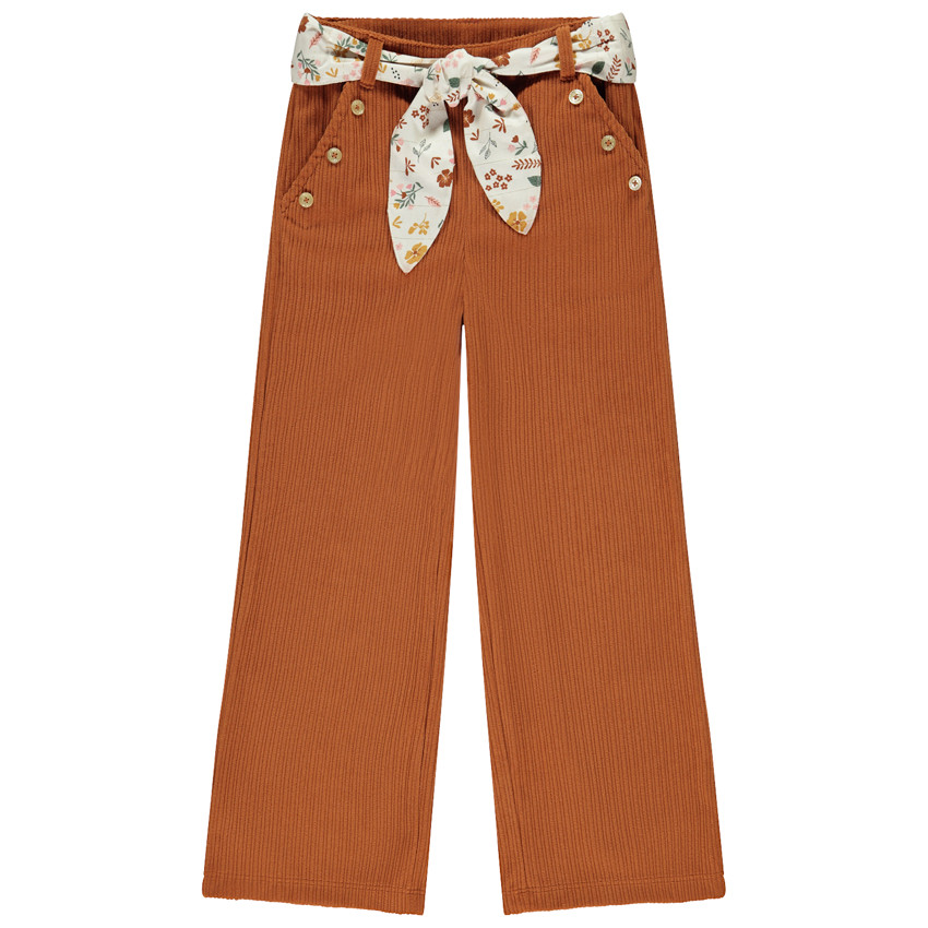 Παντελόνι καμπάνα από βελουτέ με ζώνη για κορίτσι 