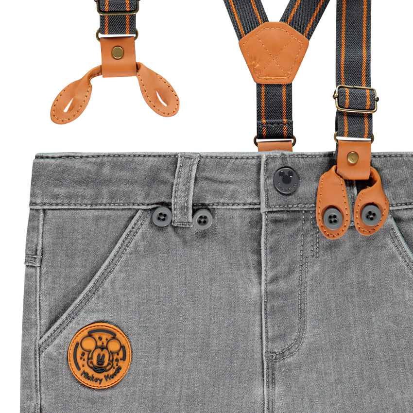 Jean στυλ ξεβαμμένο με τιράντες αφαιρούμενες και σχέδια Mickey Disney  Additional Jean στυλ ξεβαμμένο με τιράντες αφαιρούμενες και σχέδια Mickey Disney