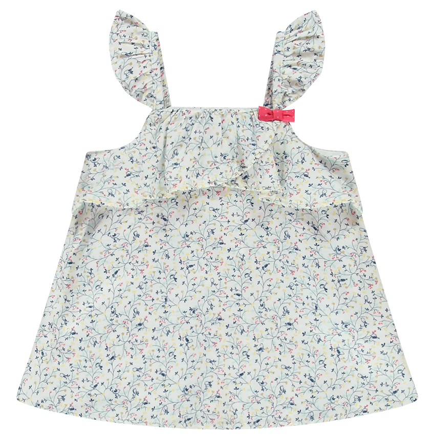Top en satin de coton imprimé fleuri pour bébé fille 