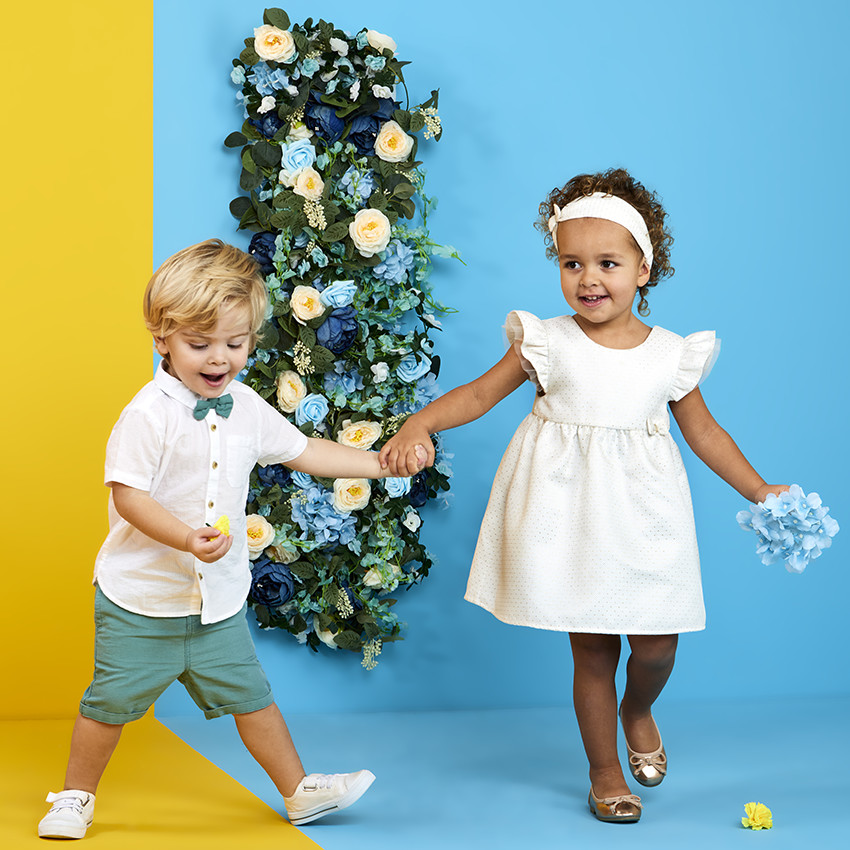 Σετ γιορτής φόρεμα σε jacquard + κορδέλα για bebe κορίτσι 