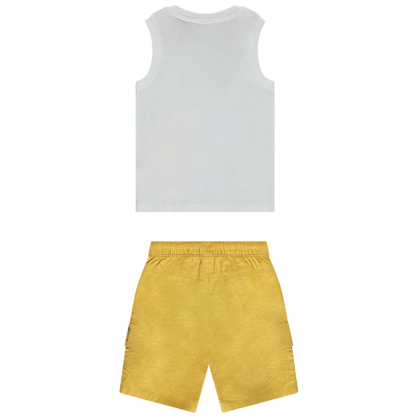 Σετ μπλουζάκι αμάνικο print ζωάκια της σαβάνας + βερμούδα για bebe αγόρι 