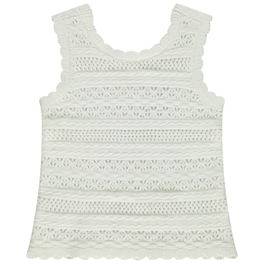 Αμάνικο μπλουζάκι πλεκτό και cochet για bebe κορίτσι 