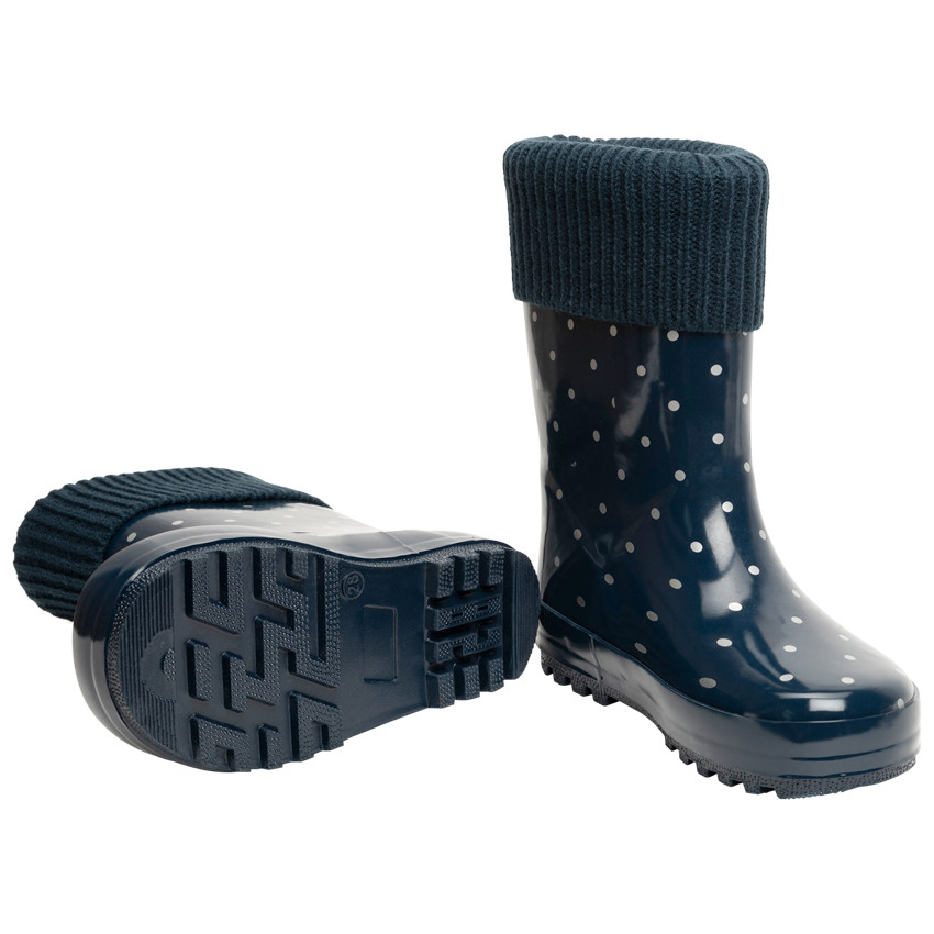 Bottes de pluie pour fille à pois et col en tricot 
