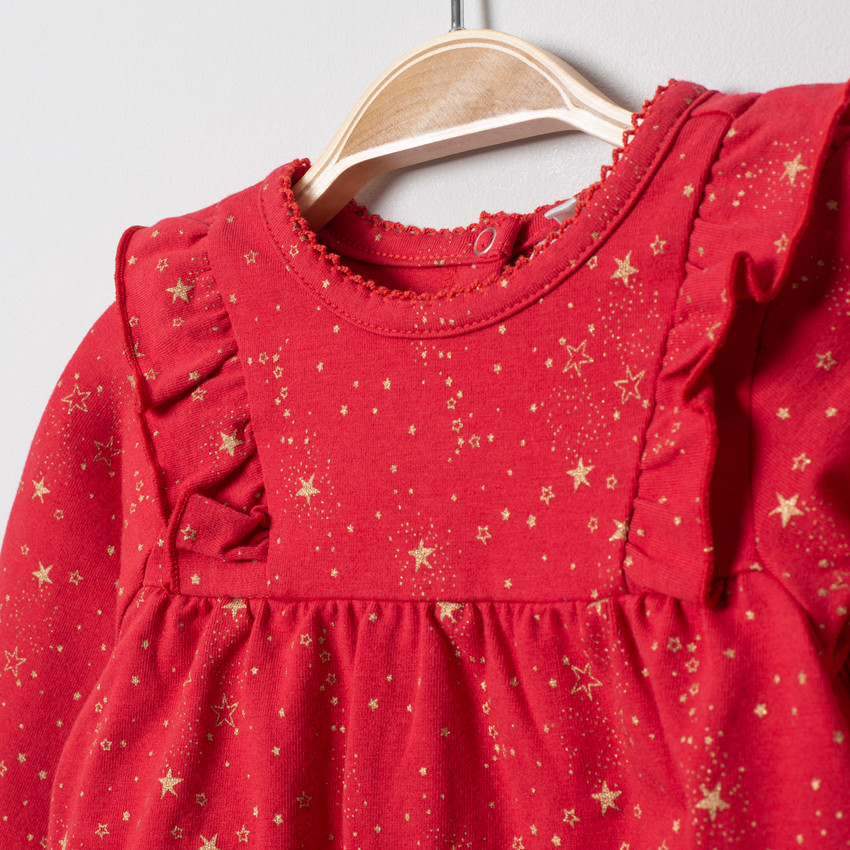 Τουνίκ μακρυμάνικο με αστέρια χρυσαφί σε όλη την επιφάνεια 