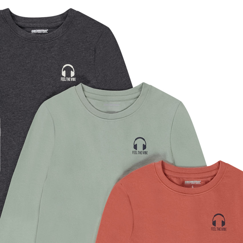 Lot de 3 t-shirts manches longues en jersey print casque pour garçon 