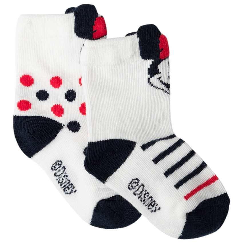 Lot de 2 paires de chaussettes à pois et rayures Minnie Disney 