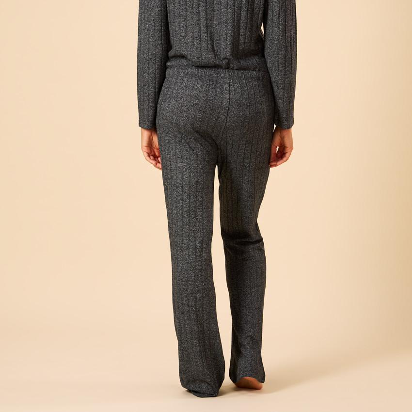 Γυναικείο Σετ Πιτζάμας 2 Τεμαχίων Με Μονόχρωμο Ριμπ Εφέ 