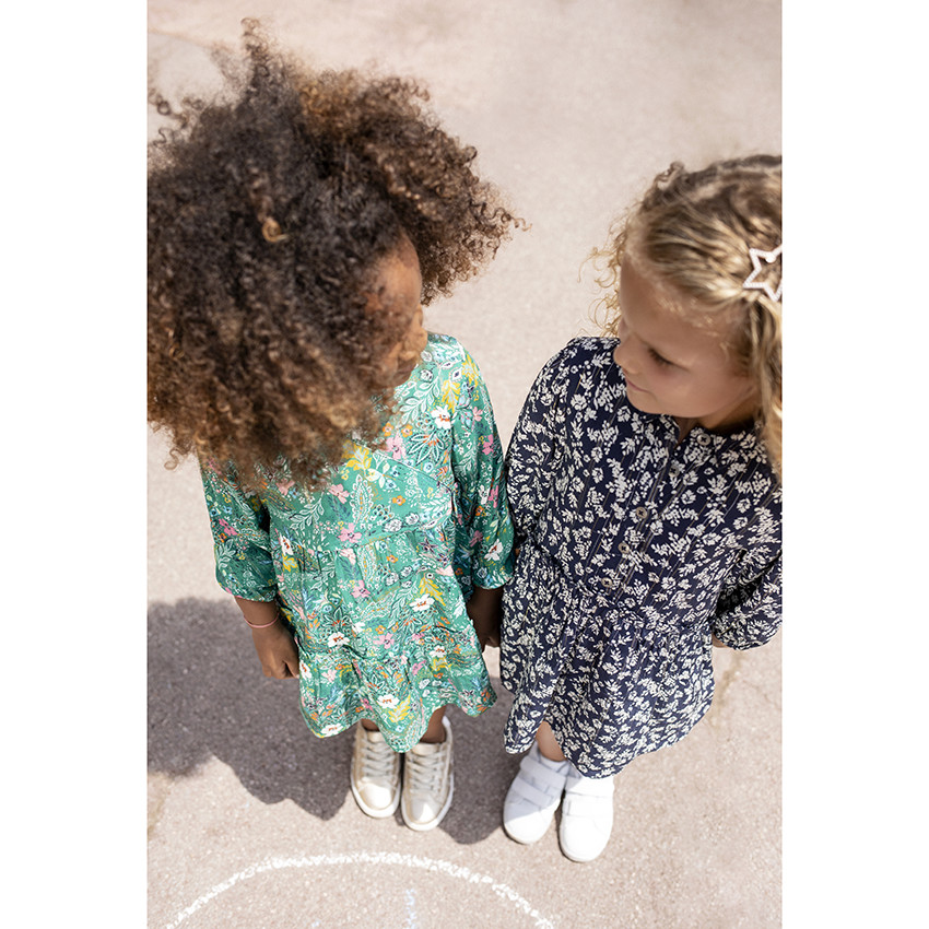 Φόρεμα μακρυμάνικο με σχέδιο floral και φαρδιά γραμμή 