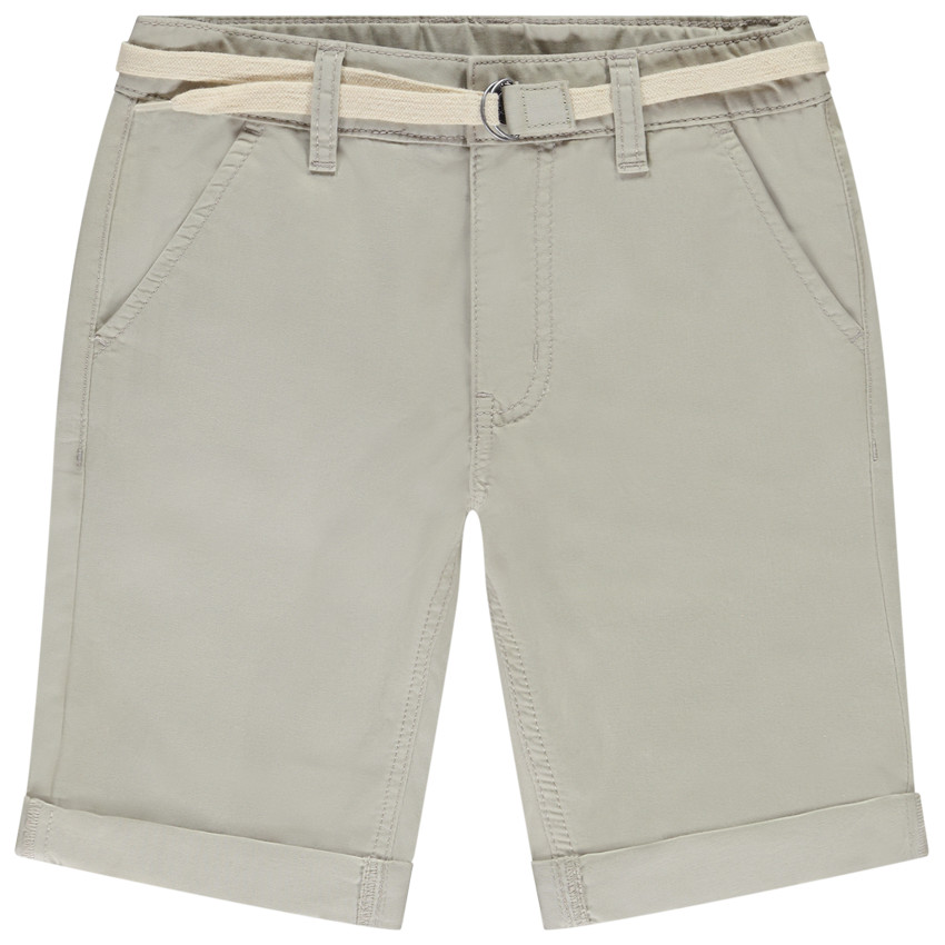 Βερμούδα μονόχρωμη από πάνινο ύφασμα με κορδόνι για αγόρι 