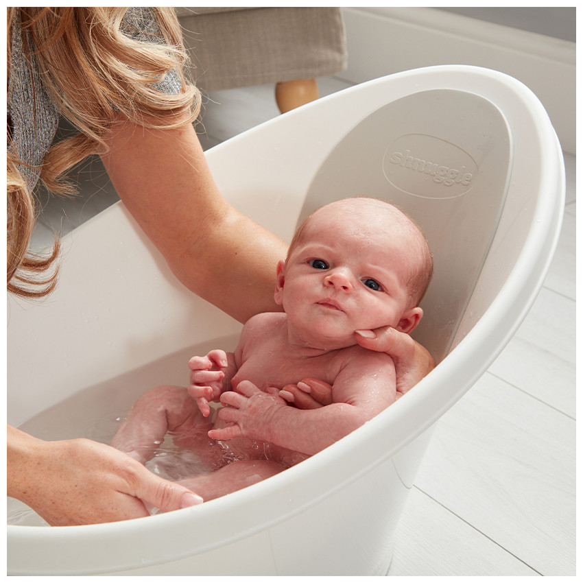 Baignoire Shnuggle nouveau nés 0-12m - Blanc/Gris 