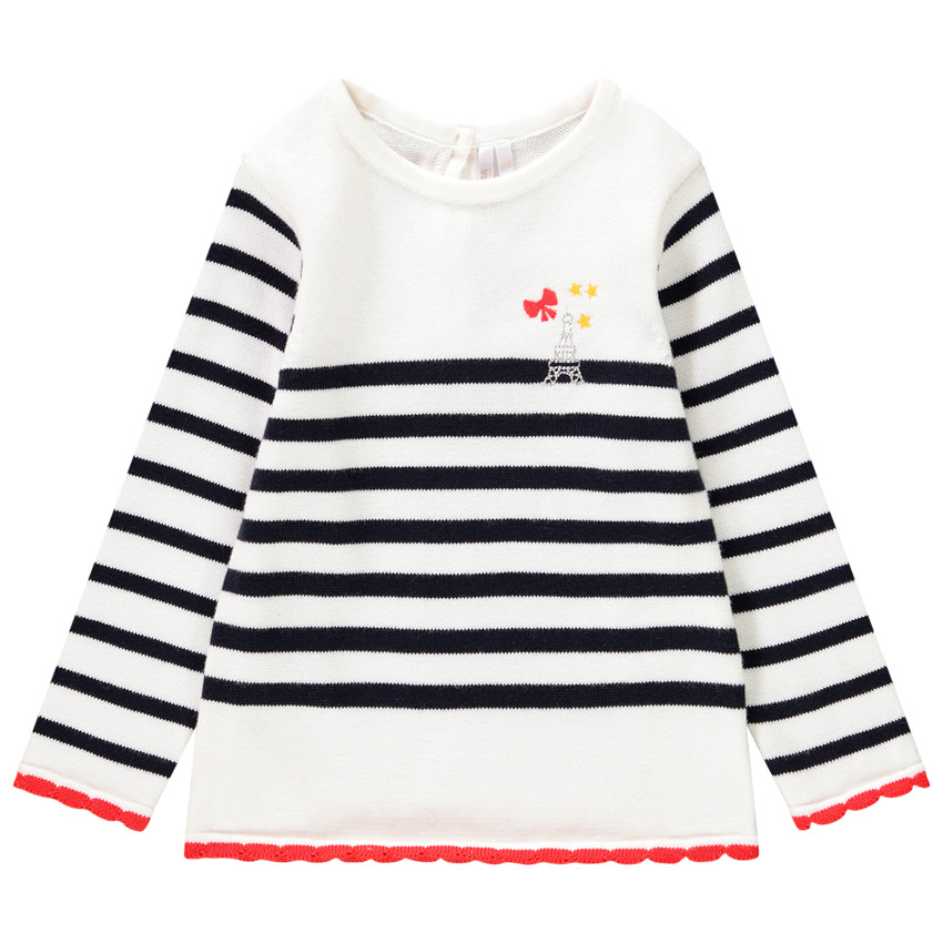 Πουλόβερ marinière με patch για bebe κορίτσι 