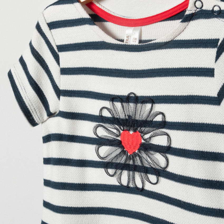 Φόρεμα πλεκτό effet 2-σε-1 κοντομάνικο για bebe κορίτσι 