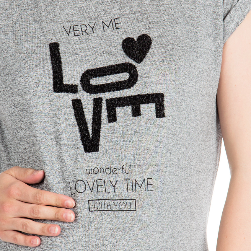 Κοντομάνικη τουνίκ εγκυμοσύνης με στάμπα και αζούρ πλάτη 