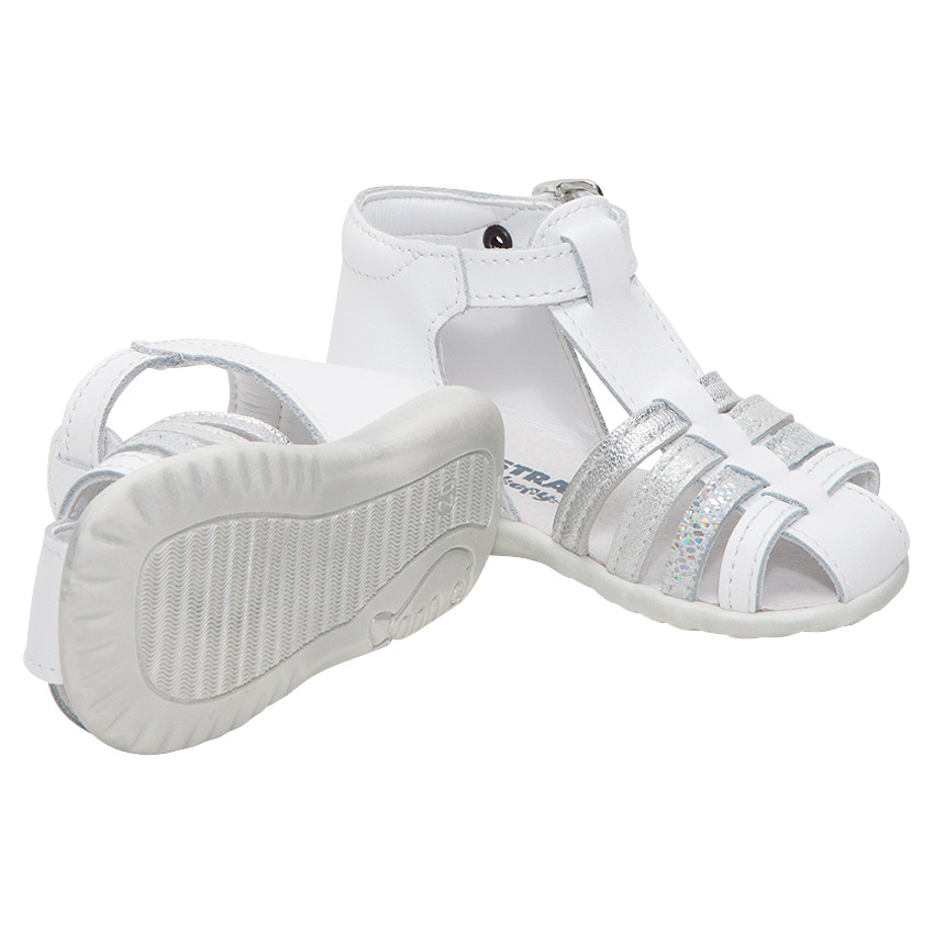 Δερμάτινα πέδιλα με ιριδίζοντα λουράκια 