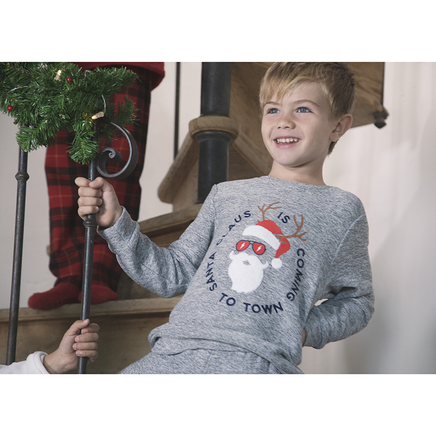 Πιτζάμα πλεκτή chinée σχέδιο Άγιος Βασίλης για αγόρι 