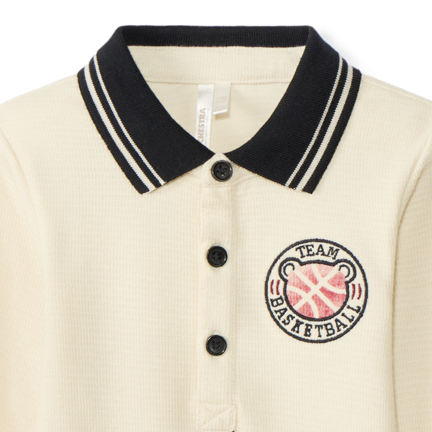 Polo manches longues brodé basket pour bébé garçon 