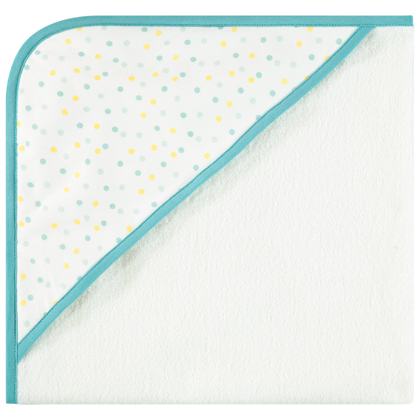 Κάπα μπάνιου βαμβακερή με κουκούλα με πουα για bebe αγόρι 