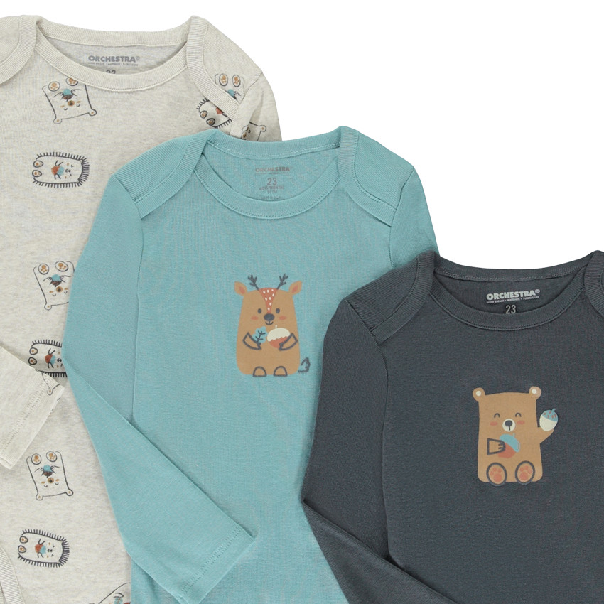 Σετ από 7 μακρυμάνικα σώματα με σχέδιο ζώων για αγόρι μωρού με διαφορετικές ανοίξεις ανάλογα με την ηλικία 