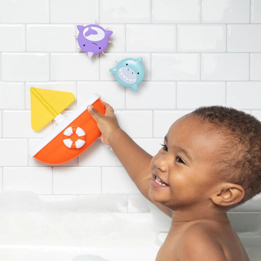 Παιχνίδι Μπάνιου Βάρκα 9M849810 Zoo Tip & Spin Boat Bath Toy 