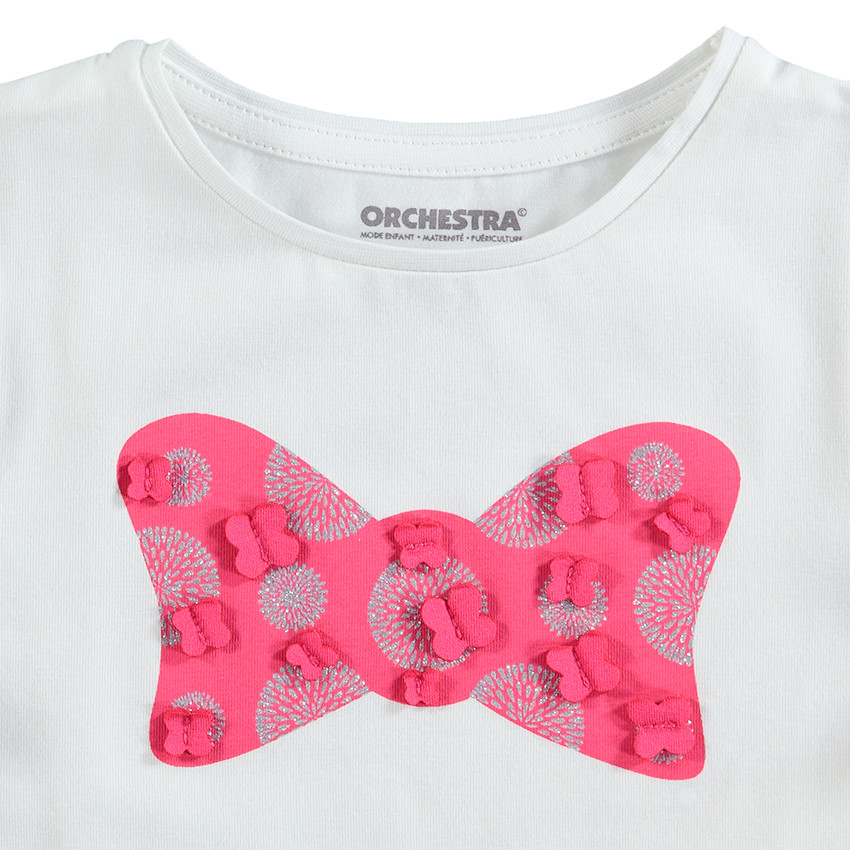 Κοντομάνικη μπλούζα με διακοσμητική στάμπα και ανάγλυφες λεπτομέρειες 