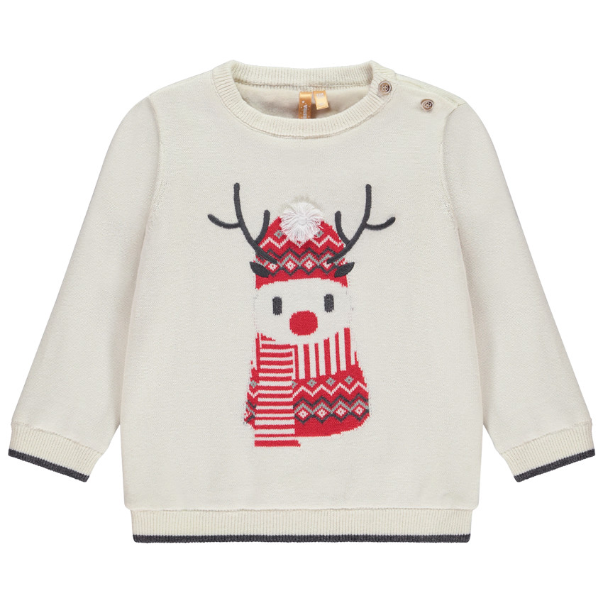 Πουλόβερ βελουτέ με κέντημα ελαφιού για μωρό αγόρι 