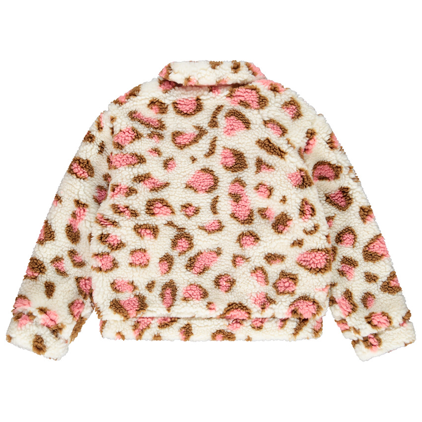 Μπουφάν sherpa με σχέδιο léopard για κορίτσι 