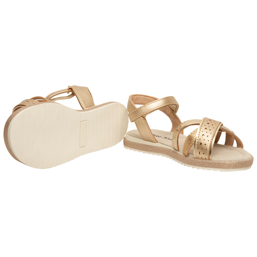 Σανδάλια χρυσά με scratch effet δέρματος με λουράκια για κορίτσι 