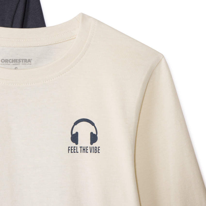 Σετ 3 μονόχρωμα μακρυμάνικα t-shirts για αγόρι από jersey 