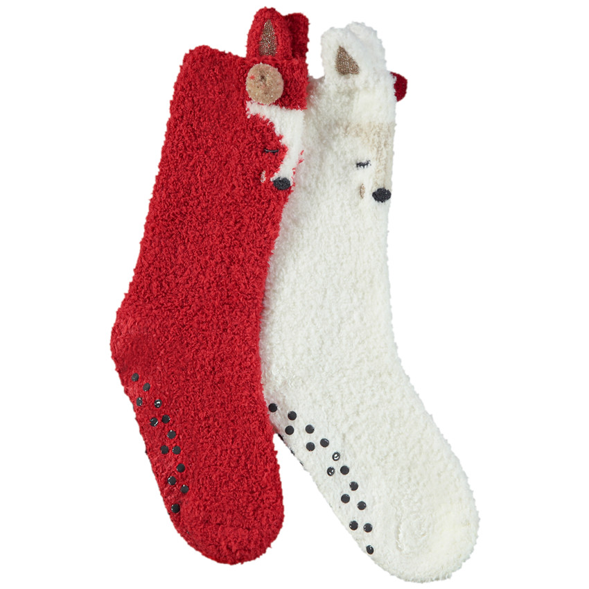 Lot de 2 paires de chaussettes antidérapantes biche pour fille 