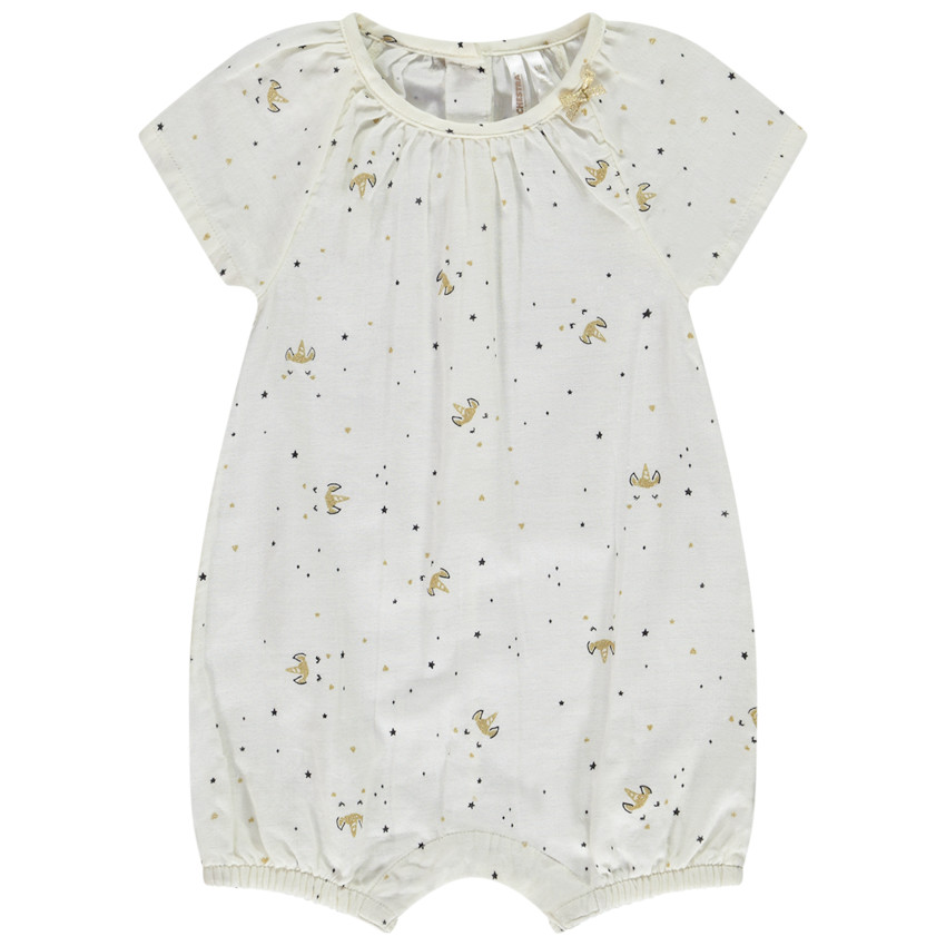 Combinaison courte imprimé licornes pour bébé fille 