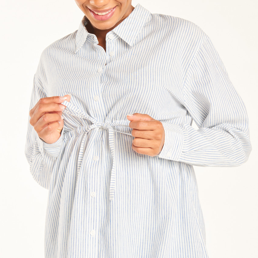 Μακρυμάνικη μπλούζα εγκυμοσύνης και θηλασμού με ρίγες και κορδόνι 