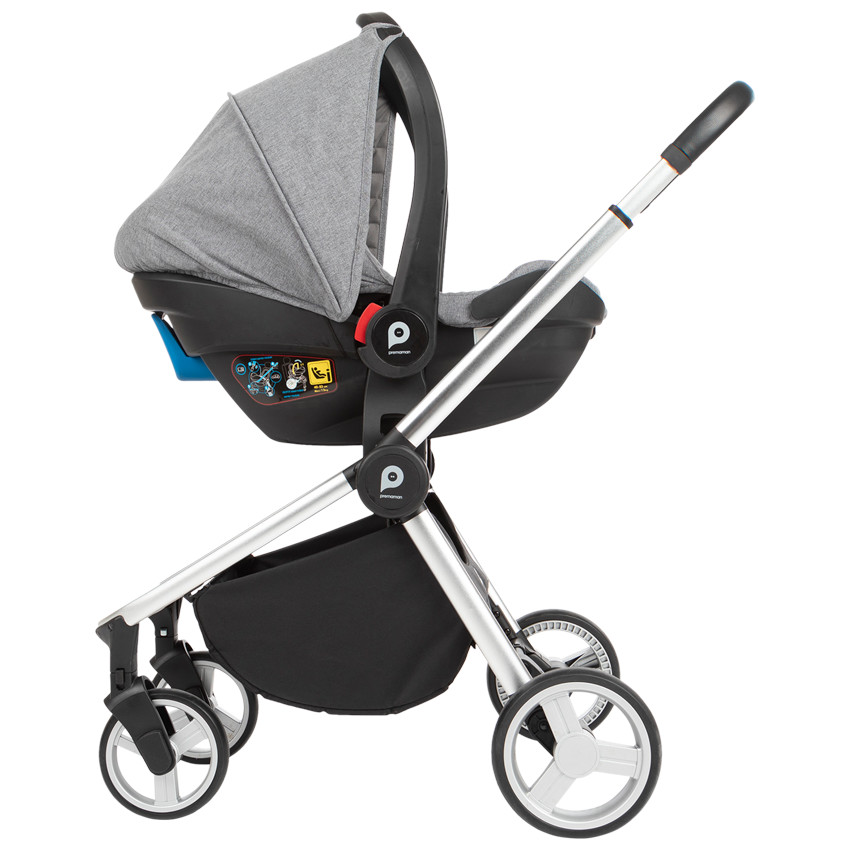 Καρότσι τρίο Tessa γκρι χρωματιστό 