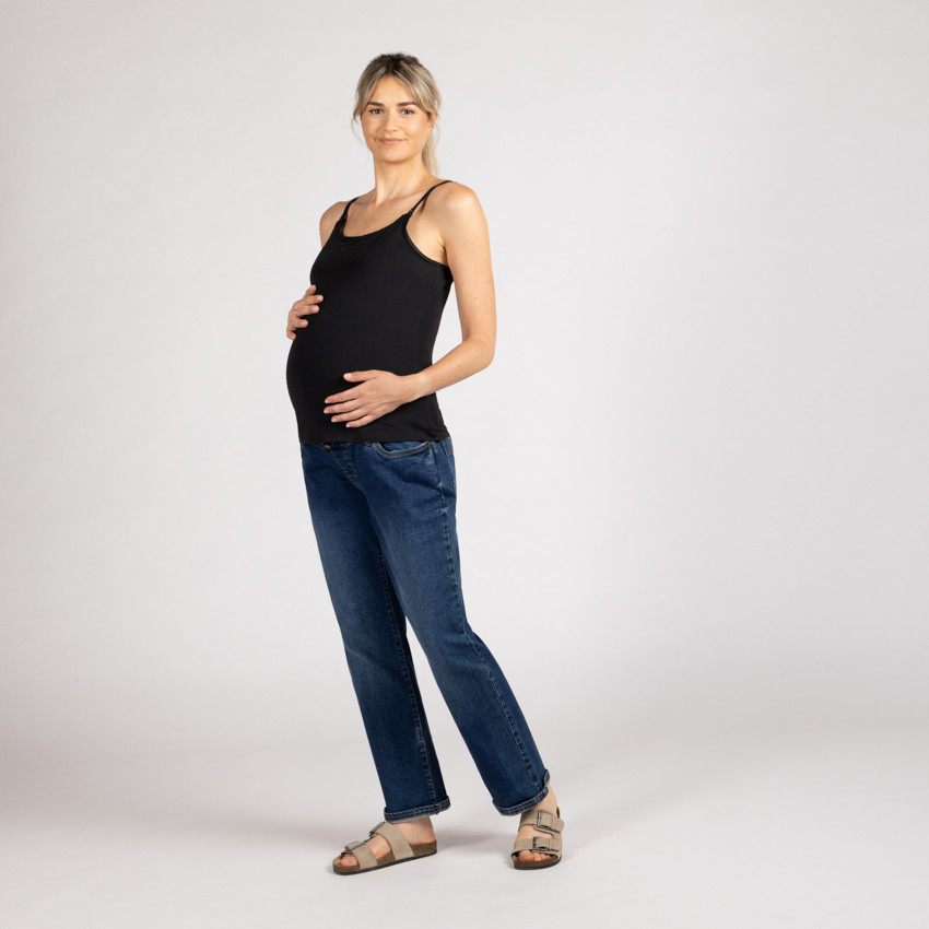 Jean straight εγκυμοσύνης με ψηλό ελαστικό λάστιχο jersey 