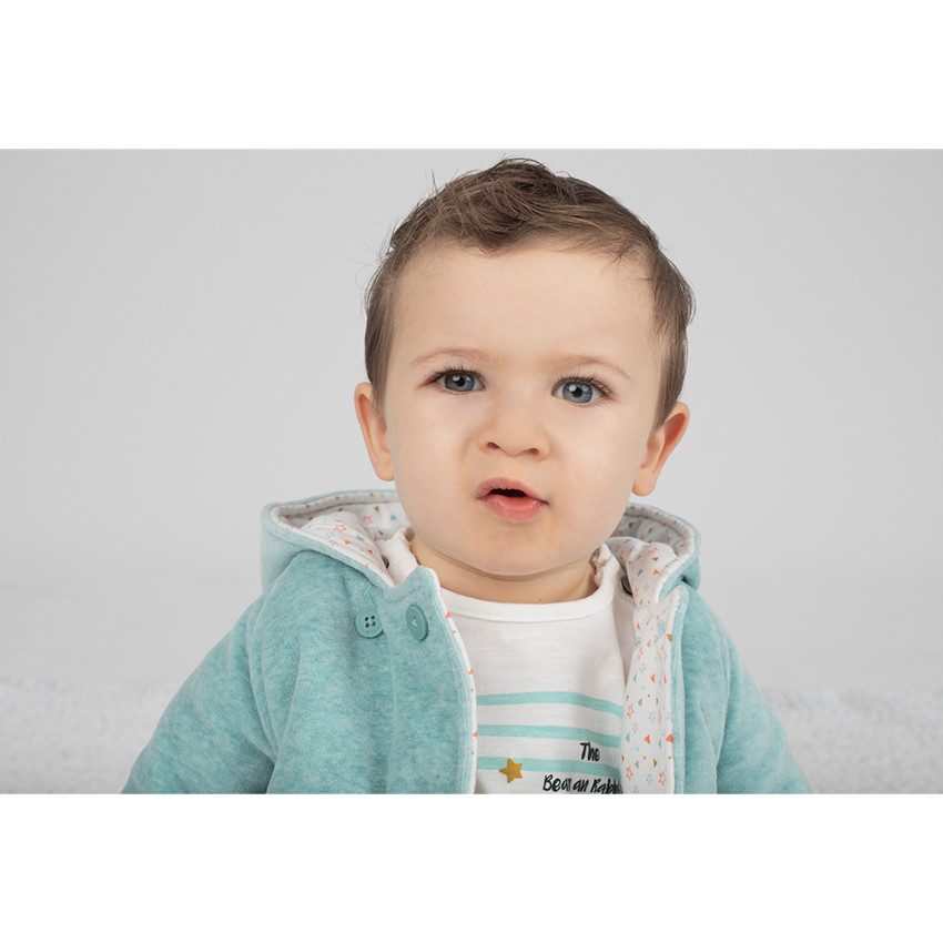 Βελούδινη ζακέτα με μυτερή κουκούλα και κεντημένο ζωάκι  Additional Βελούδινη ζακέτα με μυτερή κουκούλα και κεντημένο ζωάκι