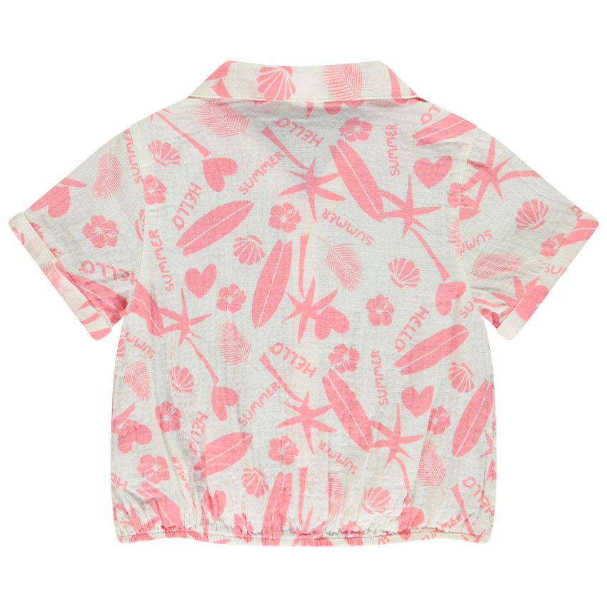Πουκάμισο κοντομάνικο σε tetra με εξωτικό print για κορίτσι 