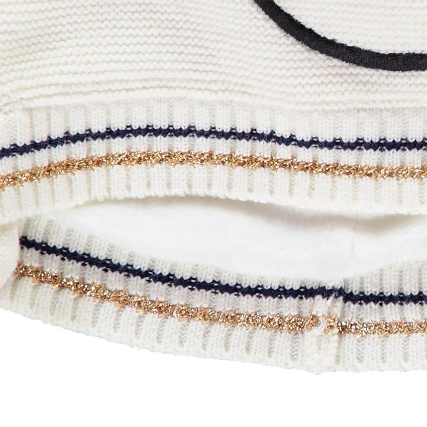 Bonnet en maille à pompons motif Smiley Baby 