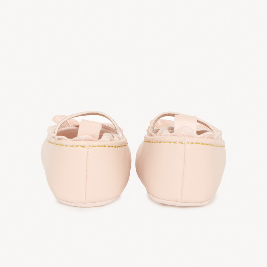 Μπαλαρίνες ροζ ανοιχτό με φιόγκους από τούλι για bebe κορίτσι 