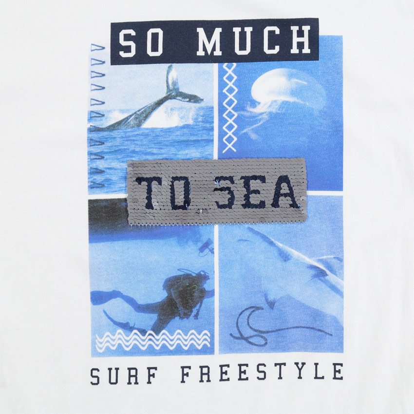 Παιδικά - Κοντομάνικη ζέρσεϊ μπλούζα με τυπωμένα τοπία και φράσεις 