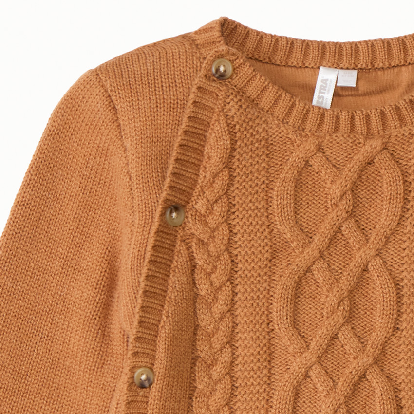 Ensemble 2 pièces en tricot torsadé uni pour bébé 