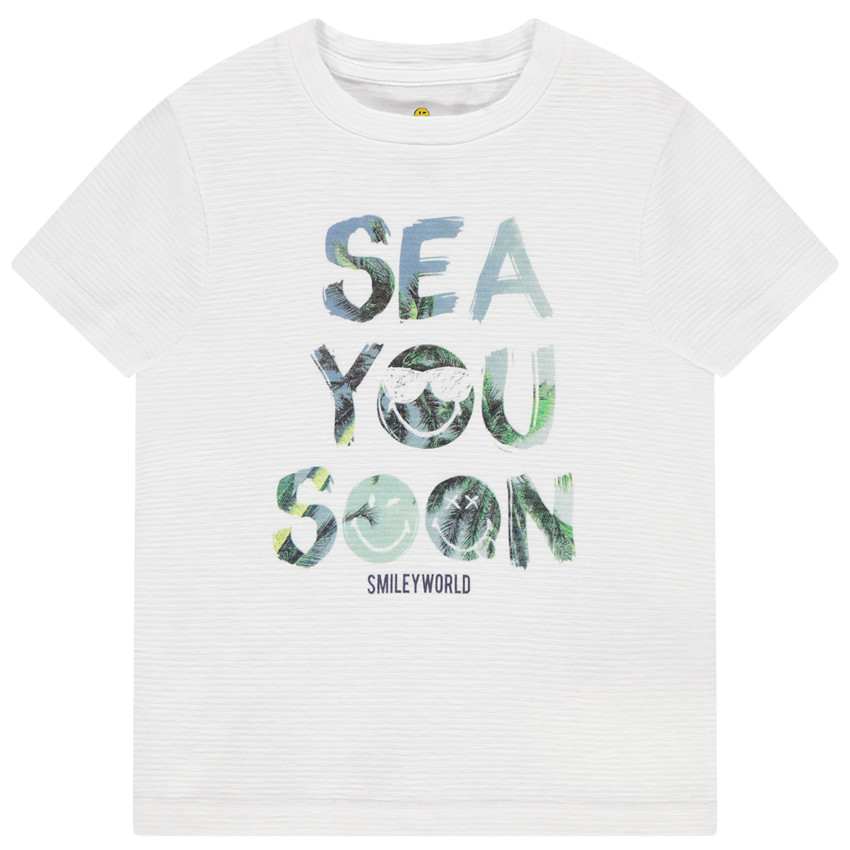 Κοντομάνικο πλεκτό μπλουζάκι με τύπωμα 