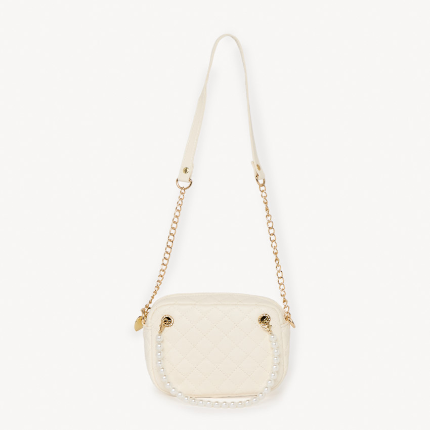 Sac bandoulière effet cuir matelassé à perles pour fille 