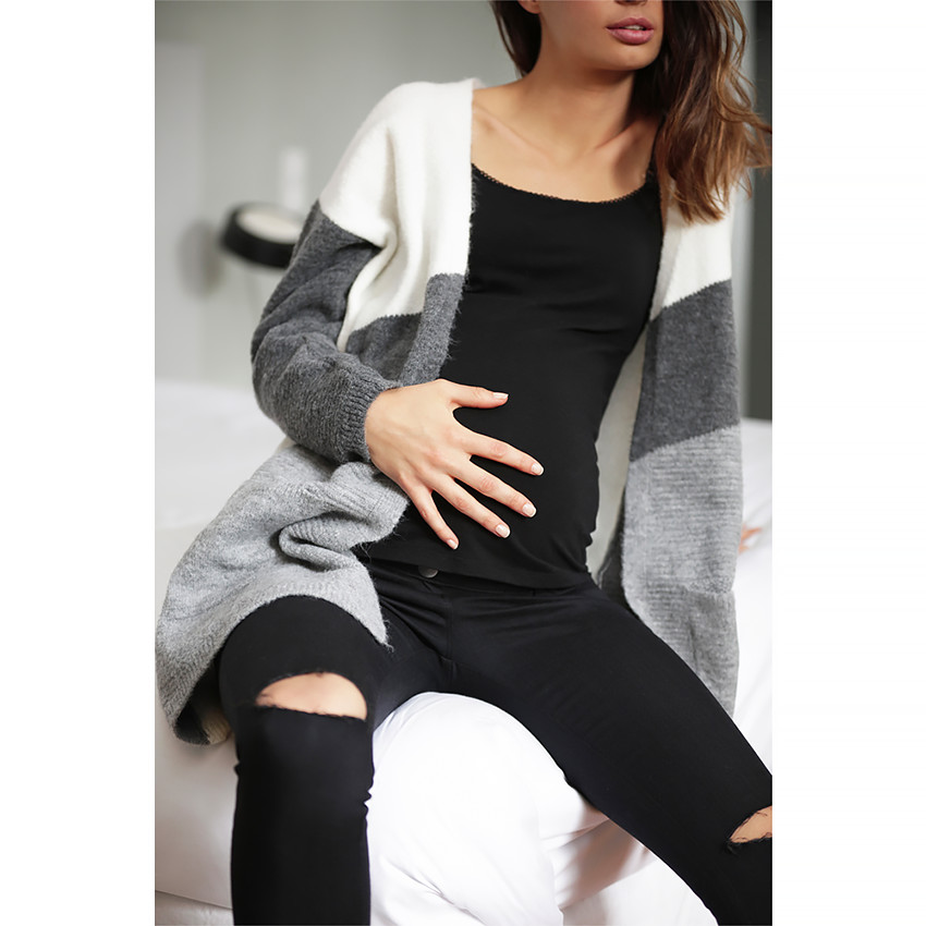 Μακριά πλεκτή ζακέτα εγκυμοσύνης 