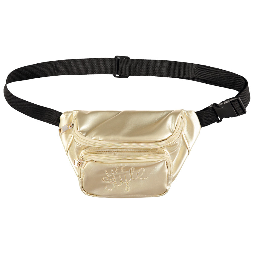 Sac banane doré à inscription brodée 