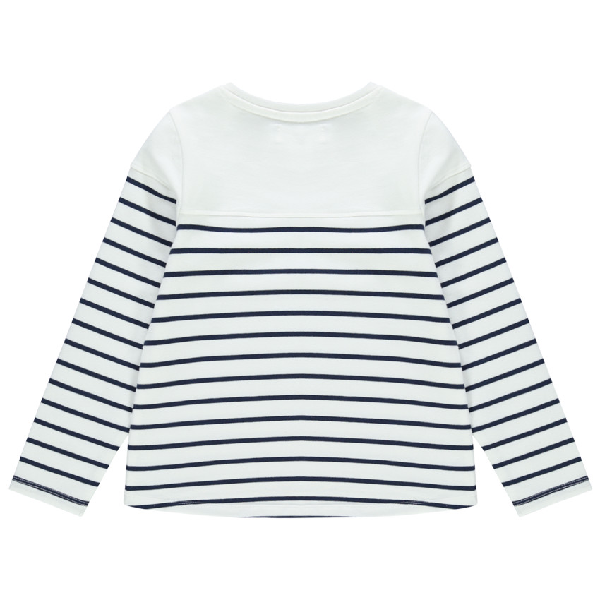 Marinière manches longues à rayures et yeux printés dorés 