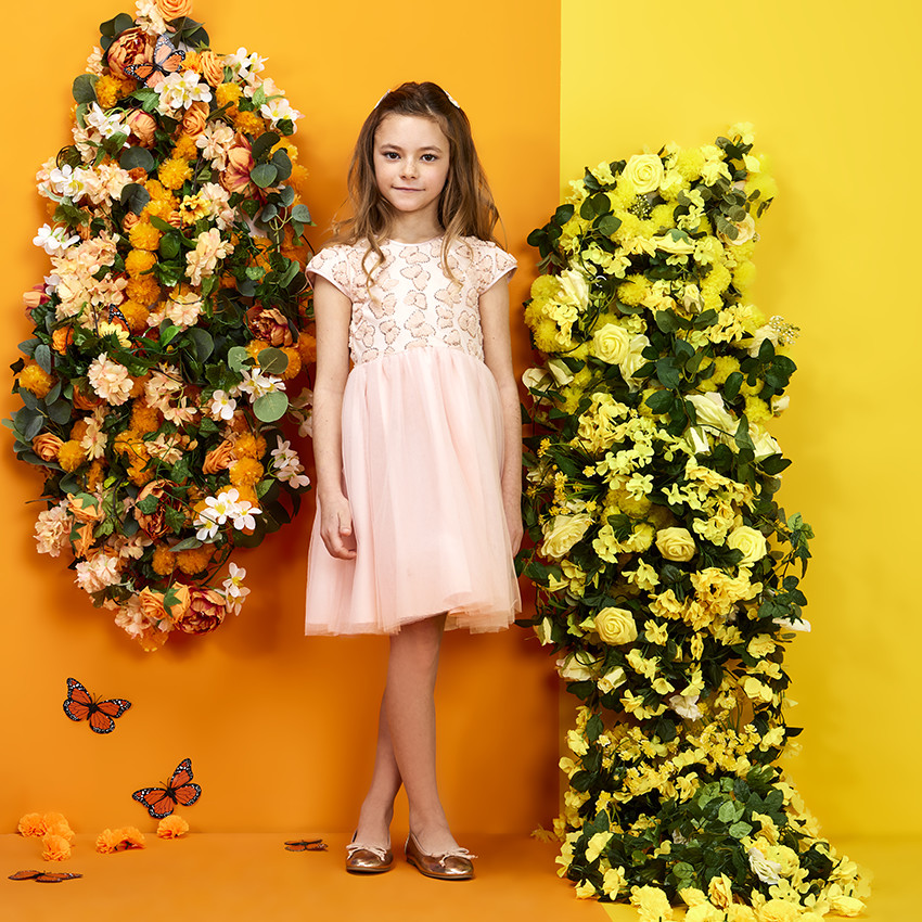 Γιορτινό φόρεμα με τούλι και παγιέτες πεταλούδες για κορίτσι 