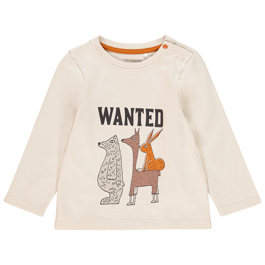 T-shirt μακρυμάνικο βαμβακερό σχέδιο ζωάκια για bebe αγόρι 