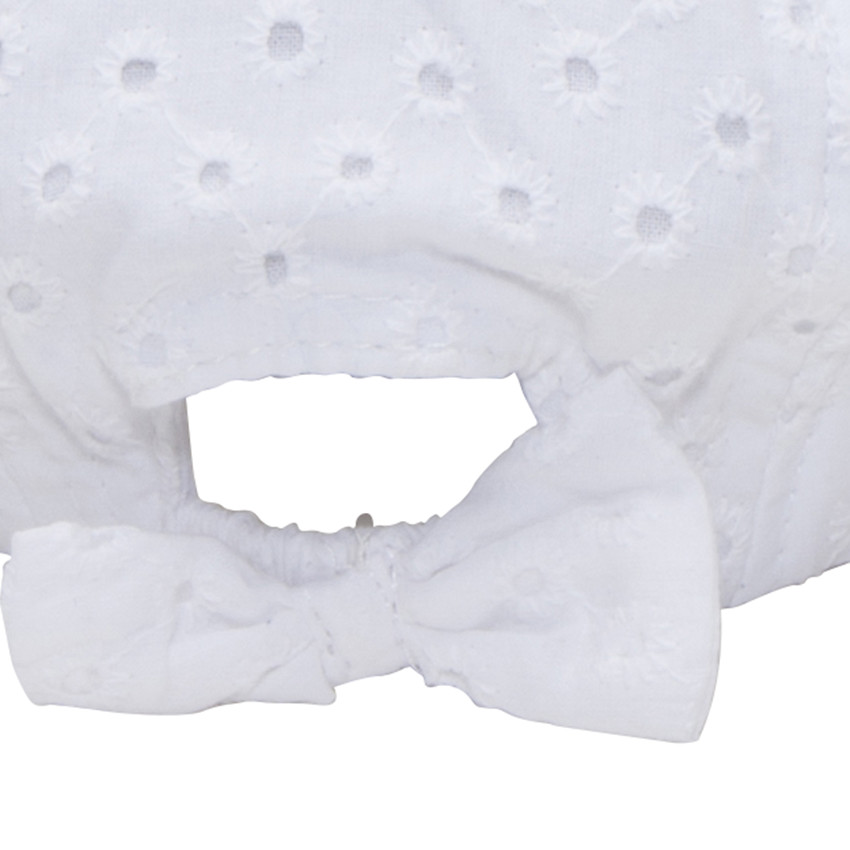 Καπέλο με κοφτό κέντημα και σταθερό φιόγκο πίσω 